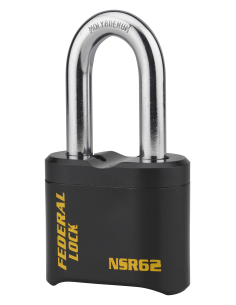 Cadenas à combinaison Fédéral Lock SRH, acier, 4 chiffres, chantier, anse acier, 62mm, noir - THIRARD Cadenas à combinaison