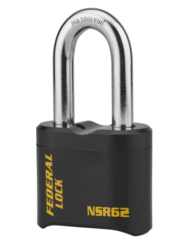 Cadenas à combinaison Fédéral Lock SRH, acier, 4 chiffres, chantier, anse acier, 62mm, noir - THIRARD Cadenas à combinaison