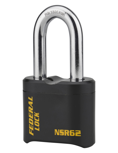 Cadenas à combinaison Fédéral Lock SRH, acier, 4 chiffres, chantier, anse acier, 62mm, noir - THIRARD Cadenas à combinaison