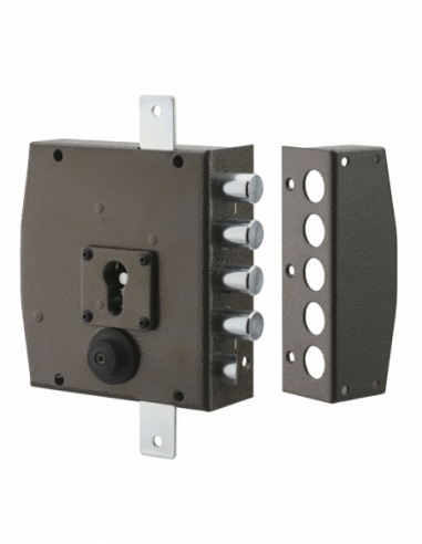 Boitier de serrure en applique à double entrée pour porte d'entrée, 154x140mm, 3 pts, droite - THIRARD FBA