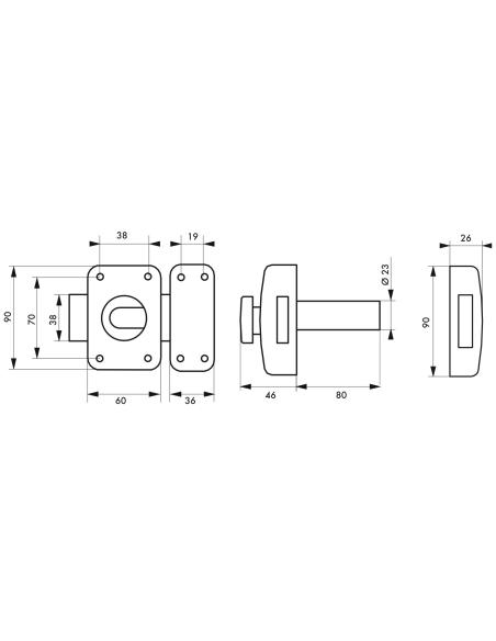 Verrou à bouton Transit 2 pour porte d'entrée, cylindre 80mm, 4 clés, époxy or - THIRARD FBA