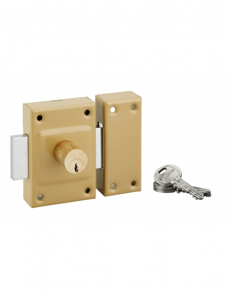Verrou double entrée Etendard pour porte d'entrée, cylindre 40mm, acier, 3 clés, époxy bronze - THIRARD FBA