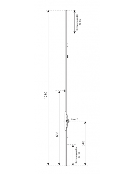 Crémone ouvrant à la française Unijet pour fenêtre pvc, axe 7.5mm, H. 1280mm, G-22064-00-0-1 - FERCO by THIRARD FBA