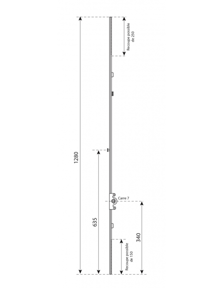Crémone ouvrant à la française Unijet pour fenêtre pvc, axe 15mm, H. 1280mm, G-22044-00-0-1 - FERCO by THIRARD FBA