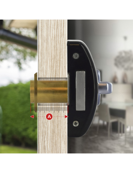 Verrou à bouton Design 5 pour porte d'entrée, cylindre 45mm, acier, 3 clés, noir - THIRARD FBA