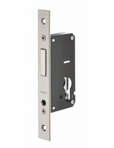 Boitier de serrure encastrable à cylindre pour porte d'entrée, axe 37mm, bouts carrés, pêne dormant seul - THIRARD FBA