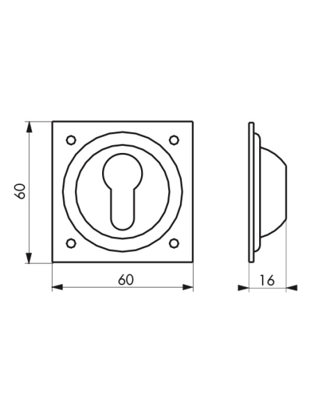 Entrée à cuvette trou de cylindre, 60x60mm, laiton - THIRARD Entrée à cuvette