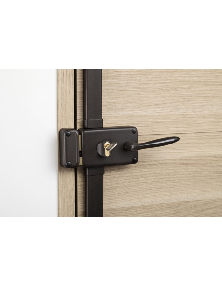 Boitier de serrure en applique Horga à fouillot pour porte d'entrée, gauche, 3 pts, axe 55mm, marron - THIRARD Serrure 3 poin...
