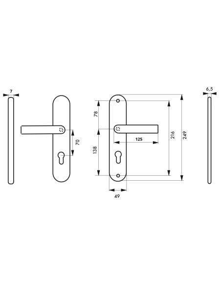 Ensemble poignées de sécurité pour porte d'entrée, béquille double, entr'axe de fixation 216mm, couleur F2 - THIRARD Poignée