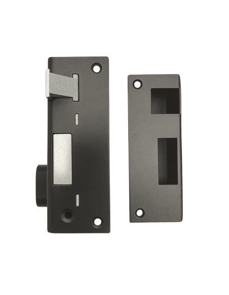 Boitier de serrure verticale en applique double entrée à fouillot pour entrée, droite, axe 45mm, 73x125mm, noir - THIRARD Ser...