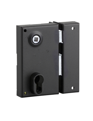 Boitier de serrure verticale en applique double entrée à fouillot pour entrée, droite, axe 45mm, 73x125mm, noir - THIRARD Ser...