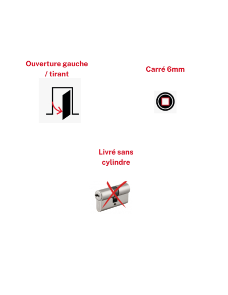 Boitier de serrure horizontale en applique double entrée, à fouillot, carré 6mm, gauche, axe 53mm, 140x88mm, noir - THIRARD S...