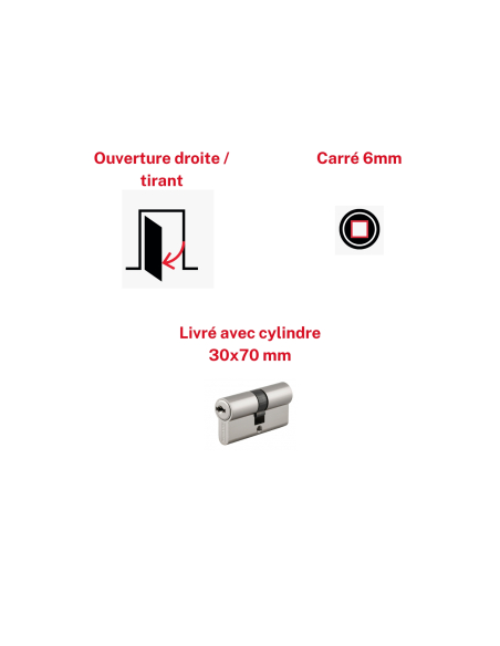 Serrure en applique 3 points Horga A2P* à fouillot, droite, 3pts, cyl 30x70mm, axe 70mm, marron, 4 clés - THIRARD Serrure 3 p...