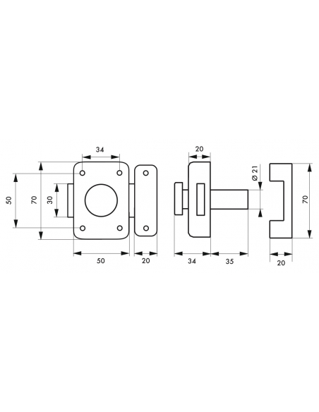 Verrou à bouton VSPM pour porte intérieure, cylindre 35, bronze, 3 clés - THIRARD FBA
