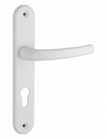 Ensemble de poignées pour porte d'entrée Sultane trou de cylindre, carré 7mm, entr'axes 195mm, blanc - THIRARD FBA