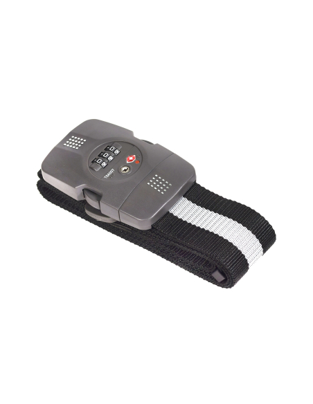 Sangle TSA à code modifiable pour bagage, boucle clipsable, noir et gris - THIRARD Sangles à boucle