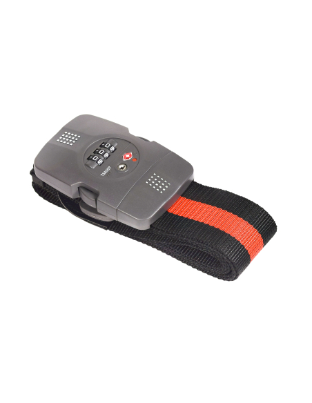 Sangle TSA à code modifiable pour bagage, boucle clipsable, noir et rouge - THIRARD Sangles à boucle