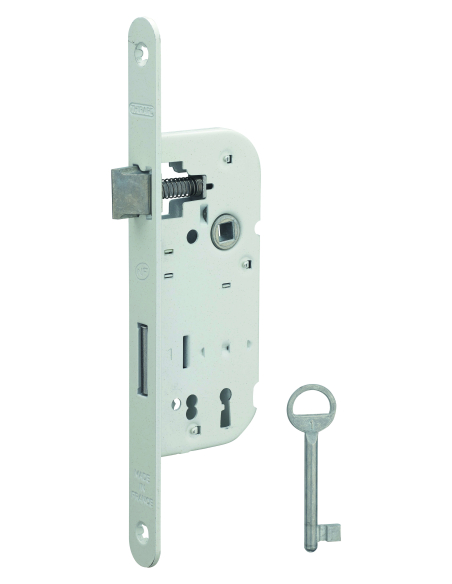 Lot de 50 serrures NF encastrables pour porte de chambre, axe 40mm, bouts ronds, blanc, 1 clé - THIRARD Serrure Encastrable P...