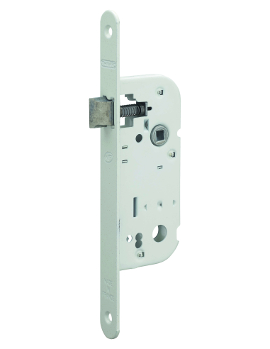 Lot de 50 serrures NF encastrables pour porte intérieure, axe 40mm, bouts ronds, blanc - THIRARD Serrures encastrables