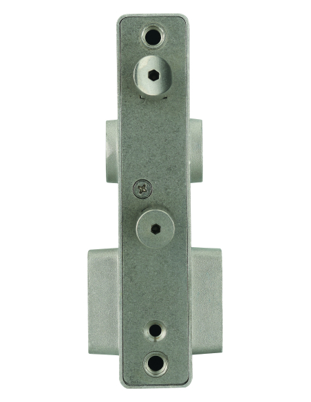 Boitier de serrure verticale à visser double entrée à fouillot pour portail, réversible, axe 58mm, aluminium - THIRARD Serrur...