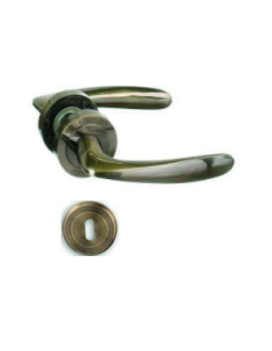 Poignée sur rosace Barok, rosace ronde, trou de clé, bronze - THIRARD Poignée de porte