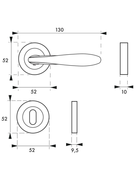 Poignée sur rosace Barok, rosace ronde, trou de clé, bronze - THIRARD Poignée de porte