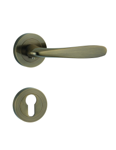 Poignée sur rosace Barok, rosace ronde, trou de cylindre, bronze - THIRARD Poignée de porte