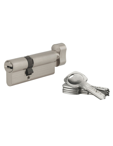 Cylindre de serrure à bouton 5G, 50Bx30mm, nickel, anti-arrachement, 5 clés - SP FBA
