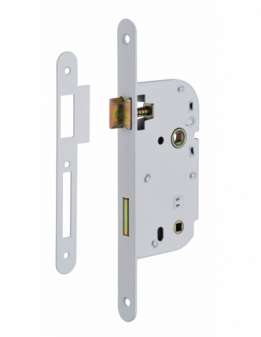 Serrure encastrable à condamnation pour porte de salle de bain et toilettes, axe 50mm, bouts ronds, - THIRARD FBA