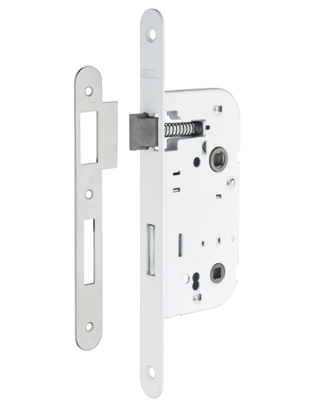 Serrure encastrable à condamnation pour porte de salle de bain et toilettes, axe 50mm, bouts ronds, - THIRARD FBA