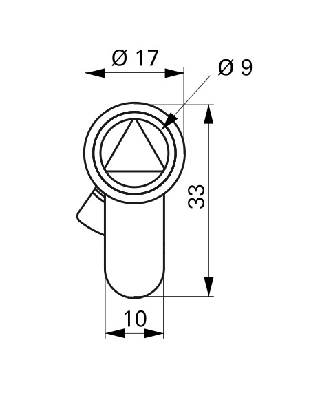 Demi-cylindre triangle interne ascenseur 9mm profilé HG, panneton orientable,30x10mm, laiton - THIRARD FBA