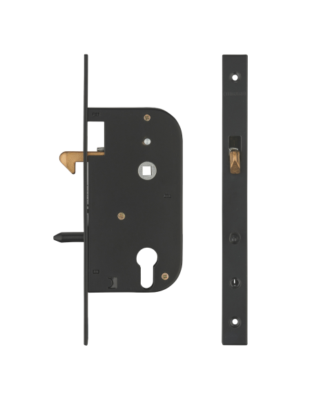 Boitier de serrure encastrable à crochet pour porte coulissante, axe 50mm, bouts carrés - THIRARD FBA