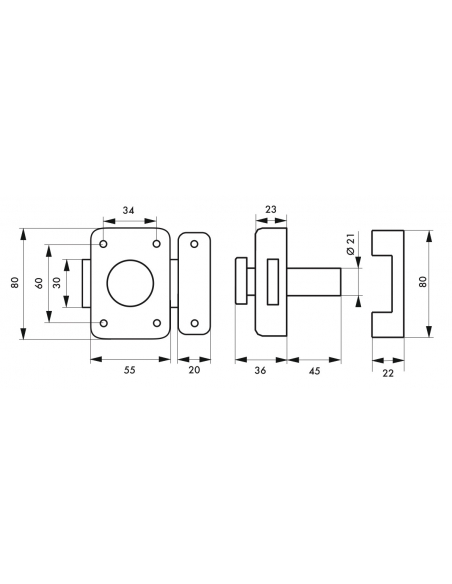 Verrou à bouton Trident pour porte intérieure, cylindre 45mm, acier, 3 clés, époxy bronze - THIRARD FBA
