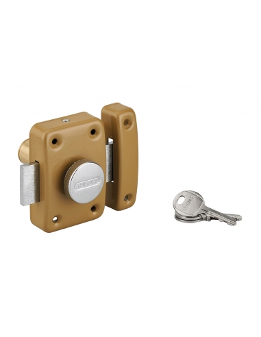 Verrou à bouton Trident pour porte intérieure, cylindre 45mm, acier, 3 clés, époxy bronze - THIRARD FBA