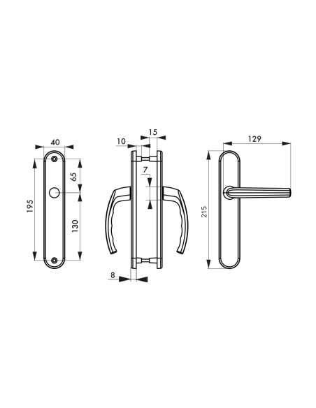 Ensemble de poignées pour porte intérieure Sultane sans trou, carré 7mm, entr'axes 195mm, noir - THIRARD FBA