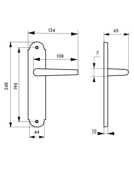 Ensemble de poignées pour porte intérieure Arthemis sans trou, carré 7mm, entr'axes 195mm, laiton patiné - THIRARD FBA