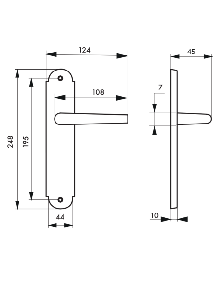 Ensemble de poignées pour porte intérieure Arthemis sans trou, carré 7mm, entr'axes 195mm, laiton patiné - THIRARD FBA