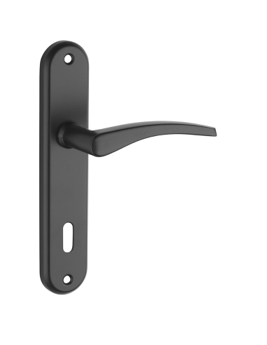 Ensemble de poignées pour porte de chambre Vesta trou de clé, carré 7mm, entr'axes 165mm, noir - THIRARD FBA
