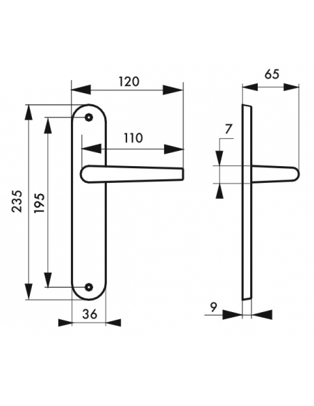 Ensemble de poignées pour porte intérieure Hebe sans trou, carré 7mm, entr'axes 195mm, laqué blanc - THIRARD FBA