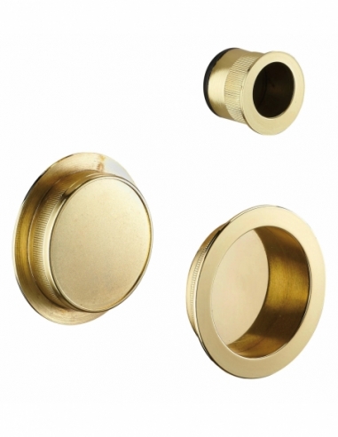 Paire de poignées cuvettes rondes encastrables pour porte coulissante, laitonné - THIRARD FBA