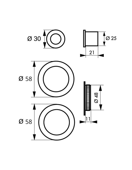 Paire de poignées cuvettes rondes encastrables pour porte coulissante, laitonné - THIRARD FBA