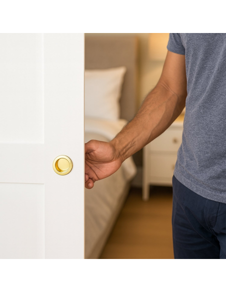 Paire de poignées cuvettes rondes encastrables pour porte coulissante, laitonné - THIRARD FBA