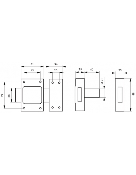 Verrou sans bouton Etendard pour porte de cave, cylindre 40mm, acier, 3 clés - THIRARD FBA
