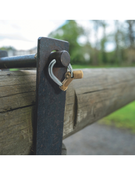Cadenas d’artillerie 29 , talon coudé, anse acier zingué, condamnation triangle 5 mm - THIRARD Cadenas d'artillerie