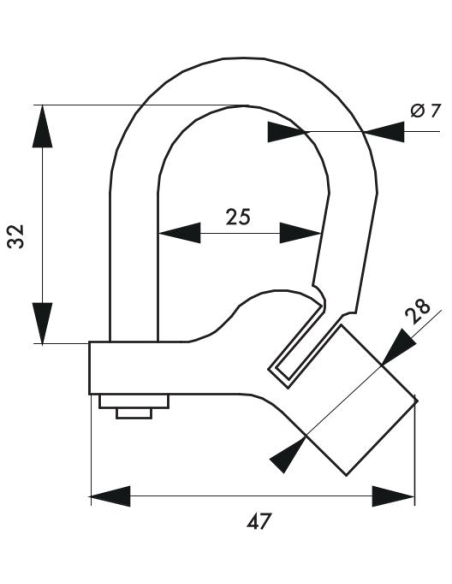 Cadenas d’artillerie 129c, talon coudé, anse laiton, vis demi-lune - THIRARD Cadenas d'artillerie