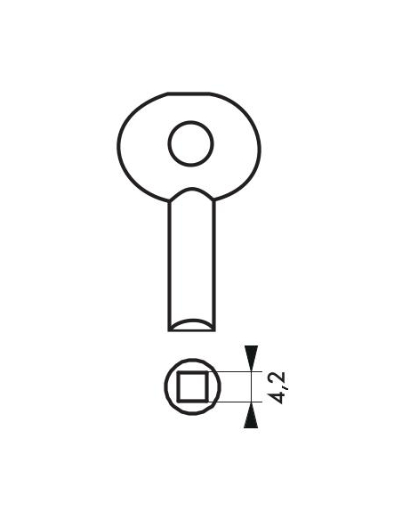Clé pour cadenas d'artillerie carré 4 mm- THIRARD Clés de rechange