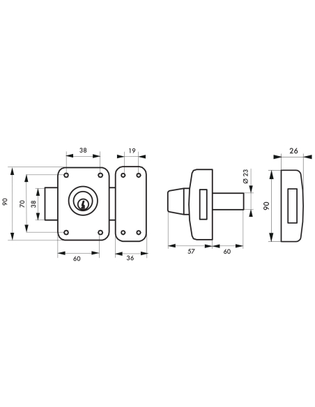 Verrou CAPITAL pour porte d'entrée vitrée à double cylindre, époxy or, cylindre 60mm, 3 clés- Thirard Verrous