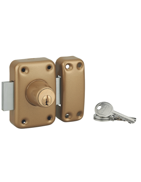 Verrou CAPITAL pour porte d'entrée vitrée à double cylindre, époxy or, cylindre 60mm, 3 clés- Thirard Verrous