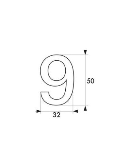 Chiffre 9 doré adhésif, ABS, H.50mm - THIRARD Chiffres à coller