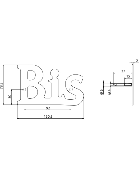 Lettre BIS inox H.76mm à visser - THIRARD Lettres à visser